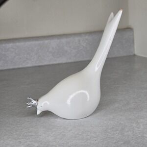 White Dove Figurine with Silver Crown -‎ Decorative Bird Ornament